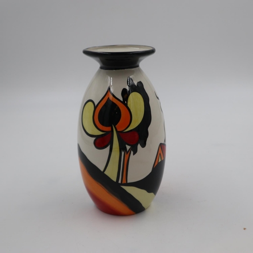 266 - Lorna Bailey lipped vase, in the Woodrow Way pattern, H: 20cm. In good order, no issues noted. UK P&... 