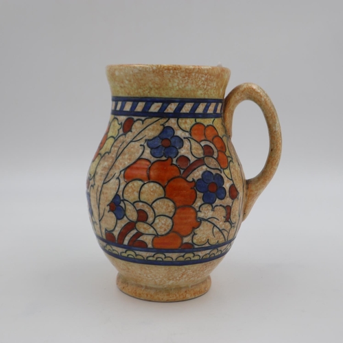 268 - Charlotte Rhead Crown Ducal ribbed vase in jug form H: 21cm. UK P&P Group 2 (£20+VAT for the first l... 