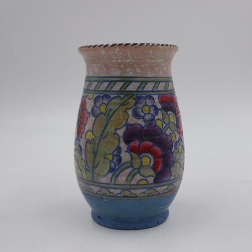 270 - Charlotte Rhead Crown Ducal ribbed vase H: 17cm. UK P&P Group 2 (£20+VAT for the first lot and £4+VA... 