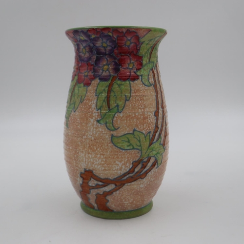 273 - Charlotte Rhead Crown Ducal ribbed vase H: 19cm. In good order with  no issues noted. UK P&P Group 2... 