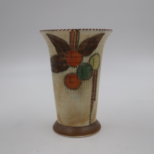 276 - Charlotte Rhead Crown Ducal ribbed vase H: 16cm. UK P&P Group 2 (£20+VAT for the first lot and £4+VA... 