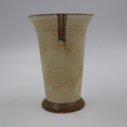 276 - Charlotte Rhead Crown Ducal ribbed vase H: 16cm. UK P&P Group 2 (£20+VAT for the first lot and £4+VA... 