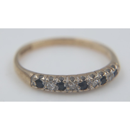 28 - 9ct gold ring, set with sapphires and diamonds, size O, 1.5g. UK P&P Group 0 (£6+VAT for the first l... 