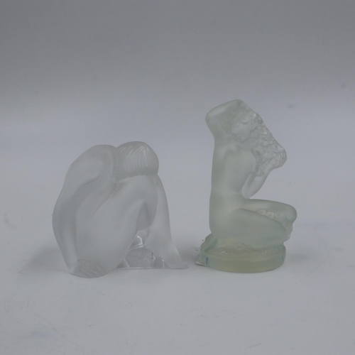 287 - Two Lalique nudes, one opalescent, largest H: 9cm. Both are in good order with no issues noted, both... 