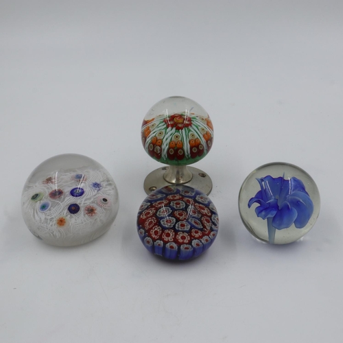 289 - Four art glass paperweights including millefiori examples (4). UK P&P Group 2 (£20+VAT for the first... 