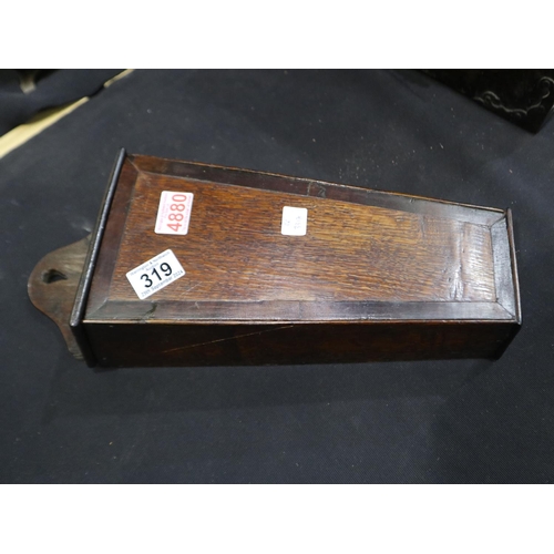 319 - Georgian cross banded salt box, H: 44cm. UK P&P Group 2 (£20+VAT for the first lot and £4+VAT for su... 