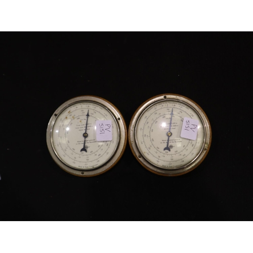 327 - Two Bruel and Kjoer barometer, 10cm D. Not available for in-house P&P