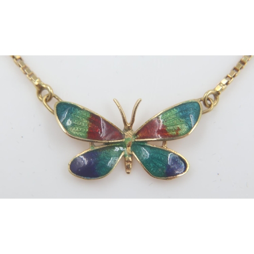 34 - 18ct gold chain, with an integral enamelled butterfly, 7.0g. UK P&P Group 0 (£6+VAT for the first lo... 