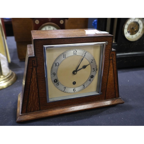 343 - Oak Garrard Art Deco, Westminster chime clock. Not available for in-house P&P