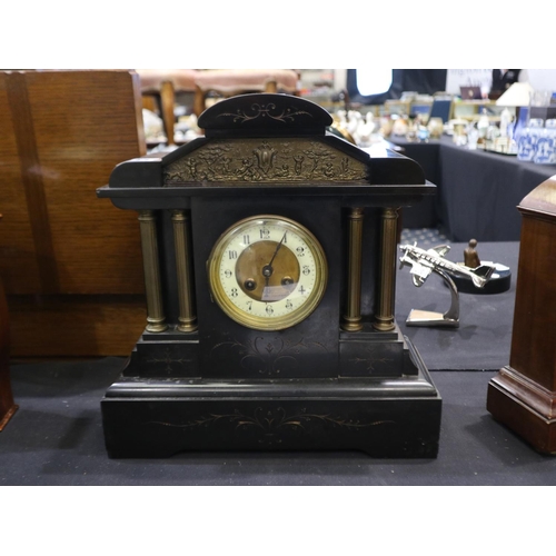 344 - Heavy marble chiming Canadian style clock. Not available for in-house P&P