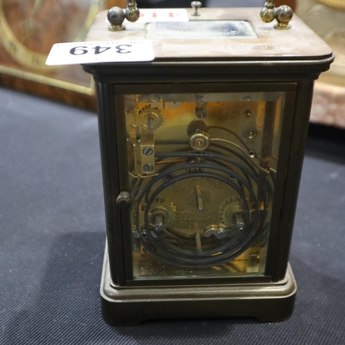 349 - Matthew Norman & Son, London, repeater carriage clock, H: 14cm, working at lotting up. UK P&P Group ... 