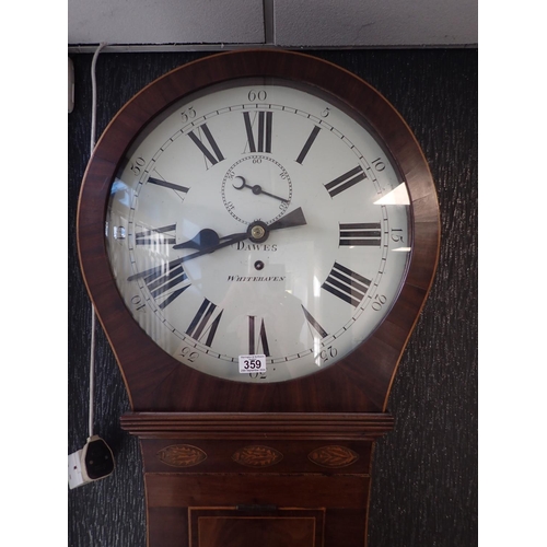 359 - 19th century teardrop tavern wall clock with inlaid walnut case by Dawes of Whitehaven, Dial 45 cm, ... 