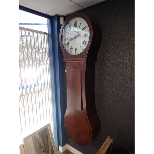 359 - 19th century teardrop tavern wall clock with inlaid walnut case by Dawes of Whitehaven, Dial 45 cm, ... 