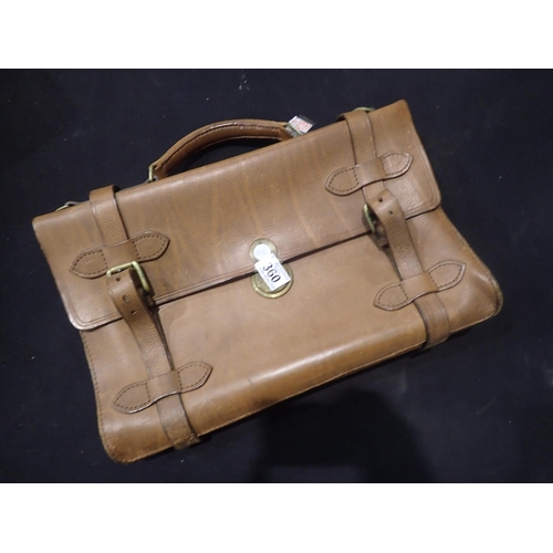 360 - Vintage leather satchel, by A D MacKenzie Arran. Not available for in-house P&P