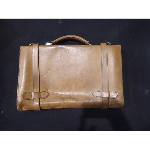 360 - Vintage leather satchel, by A D MacKenzie Arran. Not available for in-house P&P