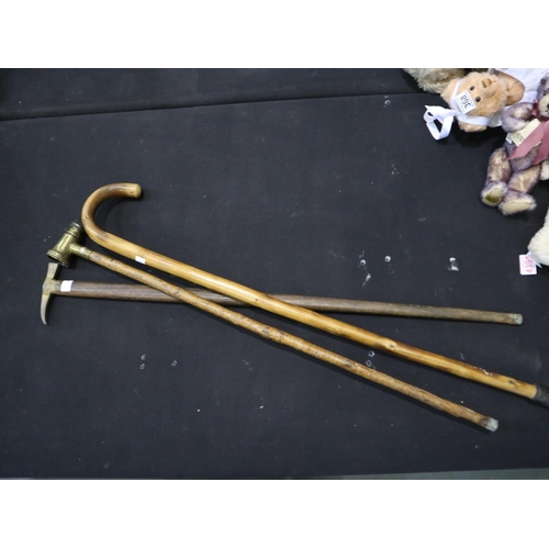 365 - Three walking sticks, including a telescope handled example. UK P&P Group 3 (£30+VAT for the first l... 