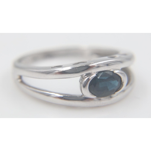 39 - 9ct white gold, sapphire set ring, size N, 2.7g. UK P&P Group 0 (£6+VAT for the first lot and £1+VAT... 