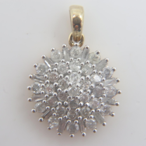 41 - 9ct gold and 1ct diamond circular cluster pendant, 2.8g. UK P&P Group 1 (£16+VAT for the first lot a... 