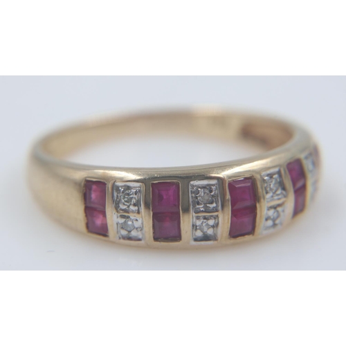 45 - 9ct gold, ruby and diamond set ring, size P/Q, 2.2g. UK P&P Group 0 (£6+VAT for the first lot and £1... 