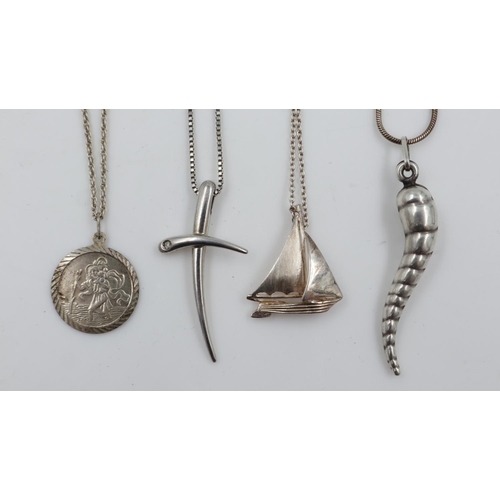 54 - Four silver pendant necklaces. UK P&P Group 0 (£6+VAT for the first lot and £1+VAT for subsequent lo... 