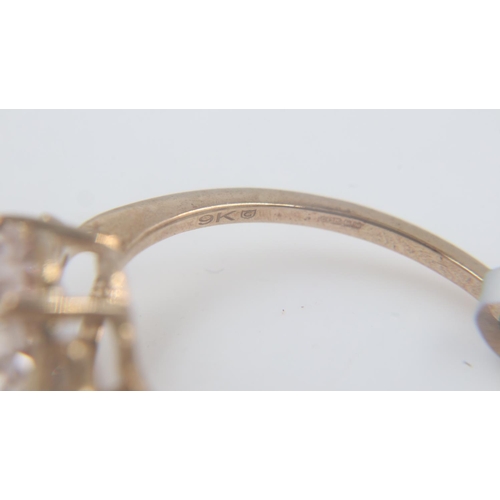 57 - 9ct gold morganite and diamond ring, size Q, 2.1g. UK P&P Group 0 (£6+VAT for the first lot and £1+V... 