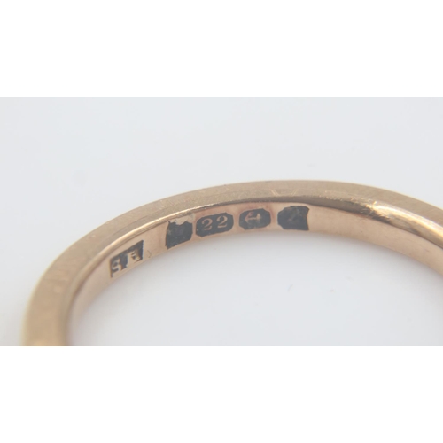 61 - 22ct gold wedding band, size P, 4.6g. UK P&P Group 0 (£6+VAT for the first lot and £1+VAT for subseq... 