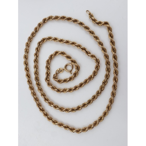 8 - 9ct gold rope link neck chain, L: 60 cm, 12.3g. UK P&P Group 0 (£6+VAT for the first lot and £1+VAT ... 