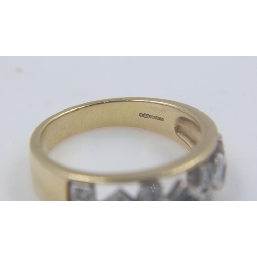 82 - 18ct gold sapphire and diamond ring, size P, 5.7g. UK P&P Group 0 (£6+VAT for the first lot and £1+V... 