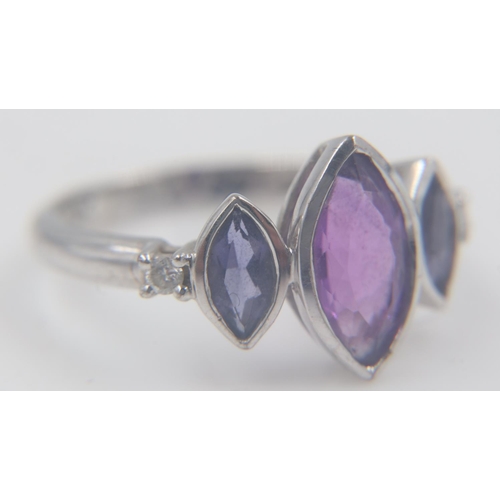 92 - 9ct white gold amethyst set ring, size M, 2.6g. UK P&P Group 0 (£6+VAT for the first lot and £1+VAT ... 