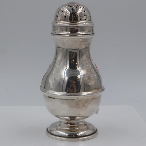 151 - Elizabeth II hallmarked silver caster, H: 12 cm, 107g. UK P&P Group 1 (£16+VAT for the first lot and... 