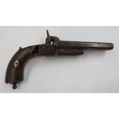 158 - Double barrel black powder pistol, lacking triggers. UK P&P Group 2 (£20+VAT for the first lot and £... 