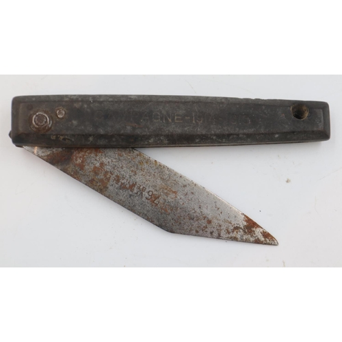 164 - Early French folding knife, by Veritas Bernard, blade L: 8cm. UK P&P Group 1 (£16+VAT for the first ... 