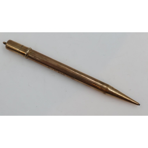 179 - 9ct gold propelling pencil, 21.2g. UK P&P Group 1 (£16+VAT for the first lot and £2+VAT for subseque... 