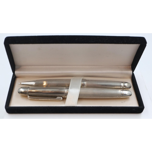 180 - White metal German pen set. UK P&P Group 1 (£16+VAT for the first lot and £2+VAT for subsequent lots... 