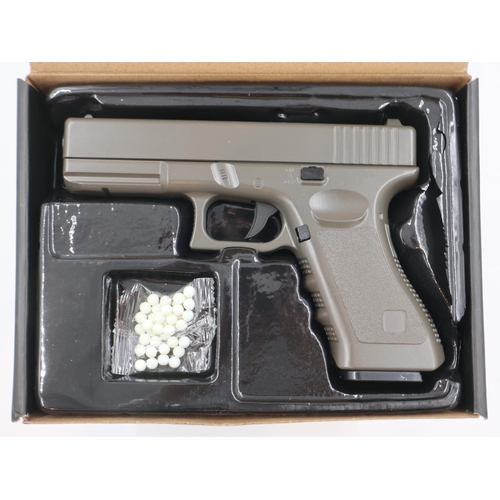 190 - Airsoft pistol, model V20 in brown, boxed. UK P&P Group 1 (£16+VAT for the first lot and £2+VAT for ... 