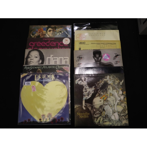 195 - Twelve mixed LPs, including Queen and UB40. UK P&P Group 3 (£30+VAT for the first lot and £8+VAT for... 