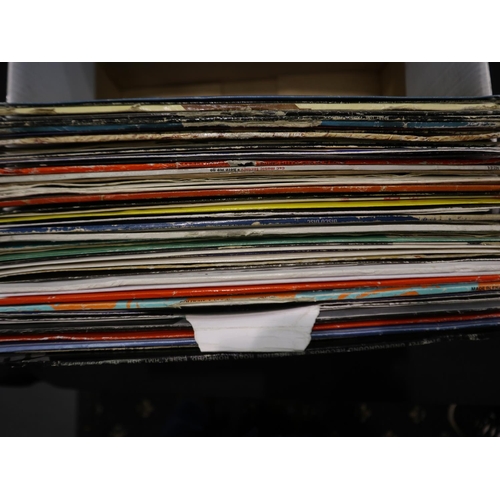 199 - Fifty seven House/Techno/Hiphop LPs. Not available for in-house P&P