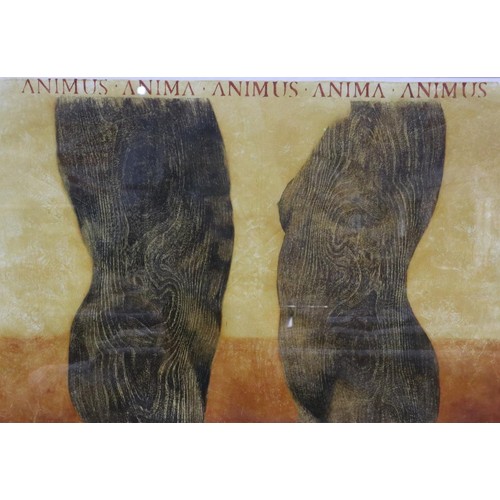 2039 - Contemporary artist proof colour woodcut, Animus Anima, signed in pencil (indistinct), printed infor... 