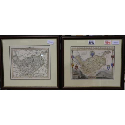 2063 - Charles Smith (London) hand coloured 1828 dated map of Cheshire, 25 x 21 cm, and a Victorian Thomas ... 