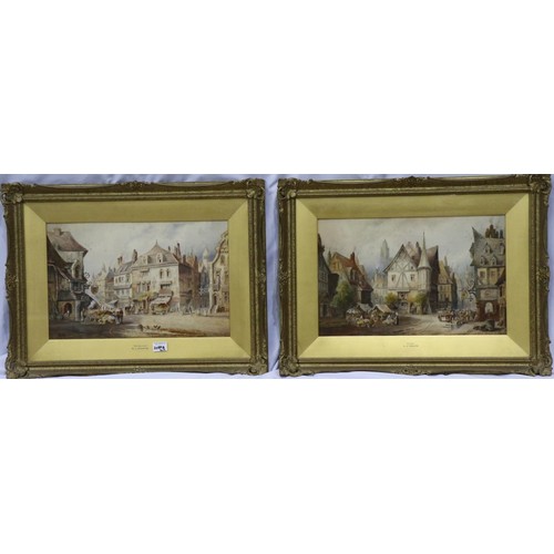 2089B - Charles James Keats (1856-1934): pair of watercolours, Bacharach and Liège, each image 48 x 31cm, ea... 