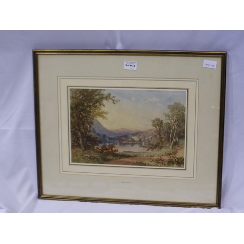 2076D - Attributed to John Steeple (1823-1877): watercolour, Lake & Hills, unsigned, attributed by label ver... 