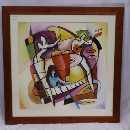 2082A - Alfred Gockel (b. 1952): abstract colour print, Stroking the Keys, image 68 x 68cm, overall 92 x 92c... 