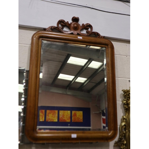 2091A - 20th century oak framed wall mirror in the Victorian style, overall 78 x 110cm. Not available for in... 