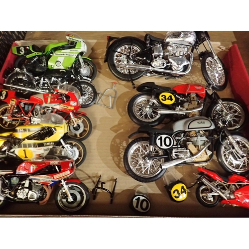 2028 - Eight kit built model motorcycles, including 1/12 scale and two Protar 1/9 scale, mostly good condit... 