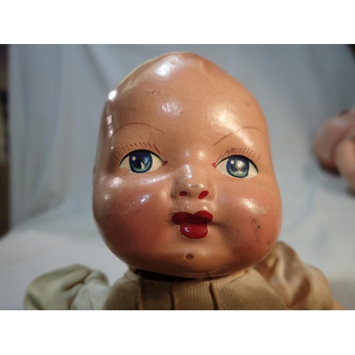 2040 - Vintage Tipsy Turvey black and white doll, both heads marked BAI, Made In England, hard plastic, joi... 