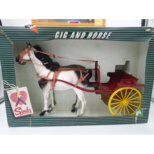 2100 - Three boxed Sindy items, Gig and Horse, Swimming Pool, and Bath, items are in excellent condition wi... 