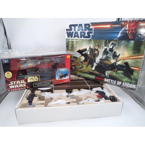 2103 - Star Wars, Scalextric Start-Battle of Endor, complete in box, and Episode I, Anakins Podracer Wake-U... 