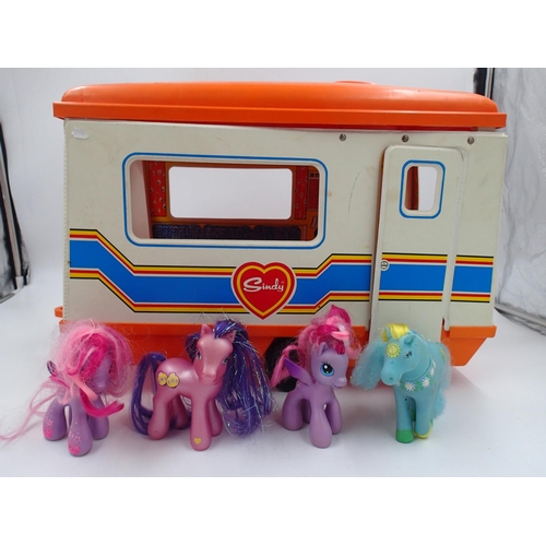 2111 - Sindy, Pedigree, unboxed caravan, three My Little Ponies from 2000s and a rare Lanard Pony from 1984... 