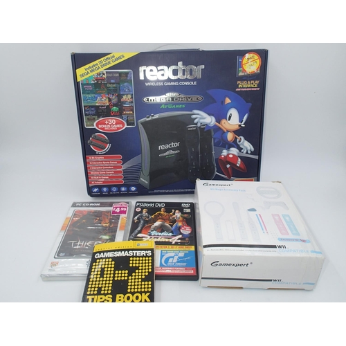 2123 - Boxed and sealed Reactor wireless gaming console - Mega Drive, and various PC and gaming accessories... 