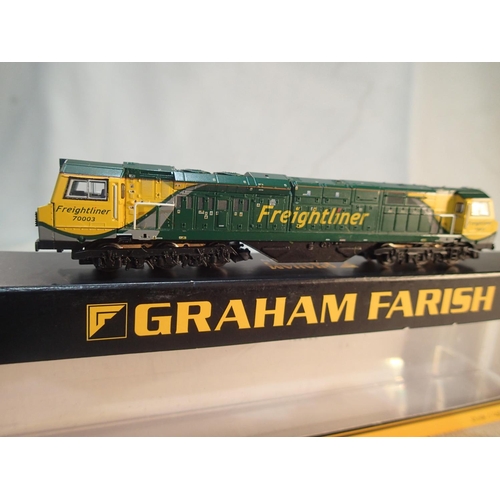 2138 - N Gauge Farish/Bachmann 371-635, class 70 diesel, renumbered 70003, Freightliner livery, DCC fitted,... 